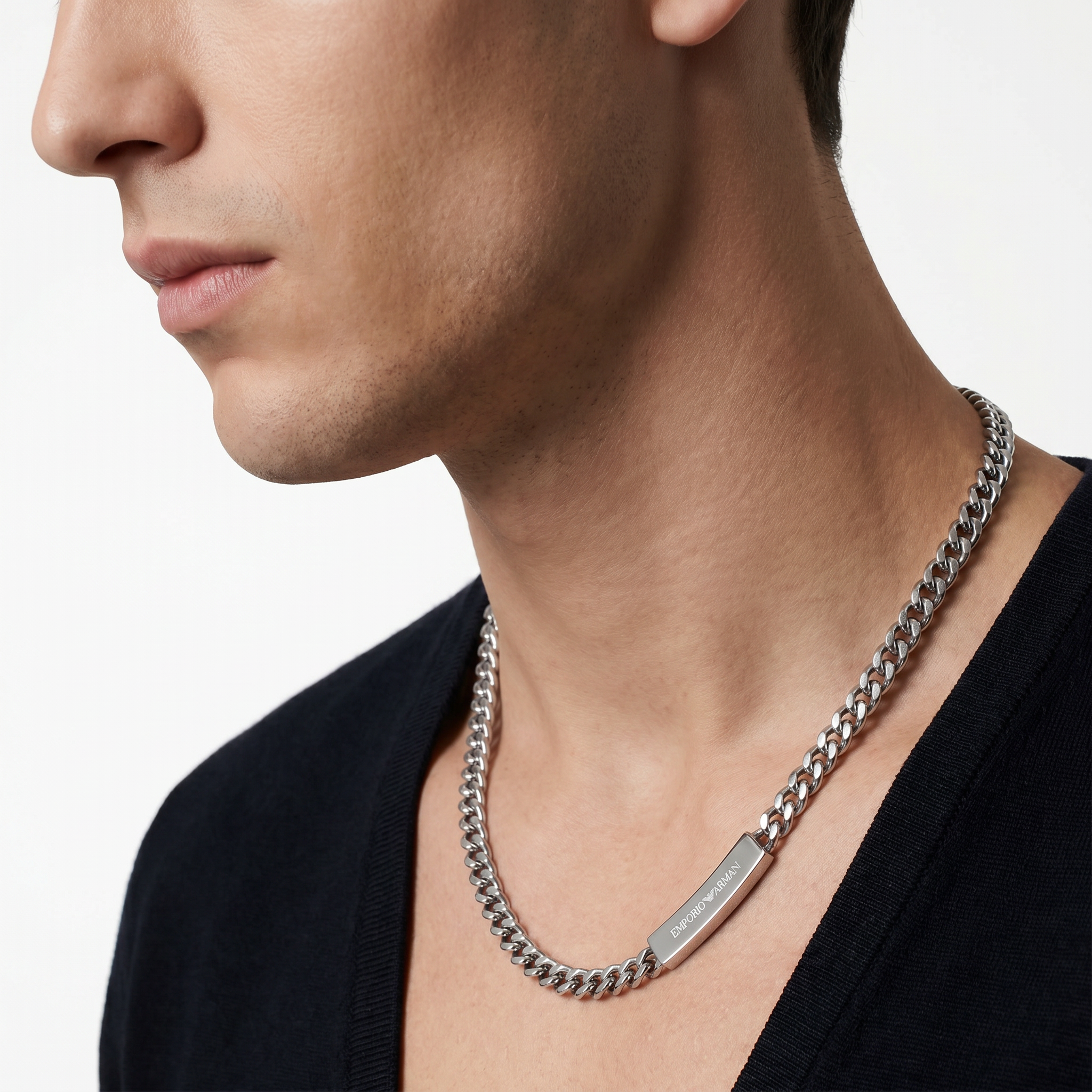 Men Eagle Logo Silver Necklace