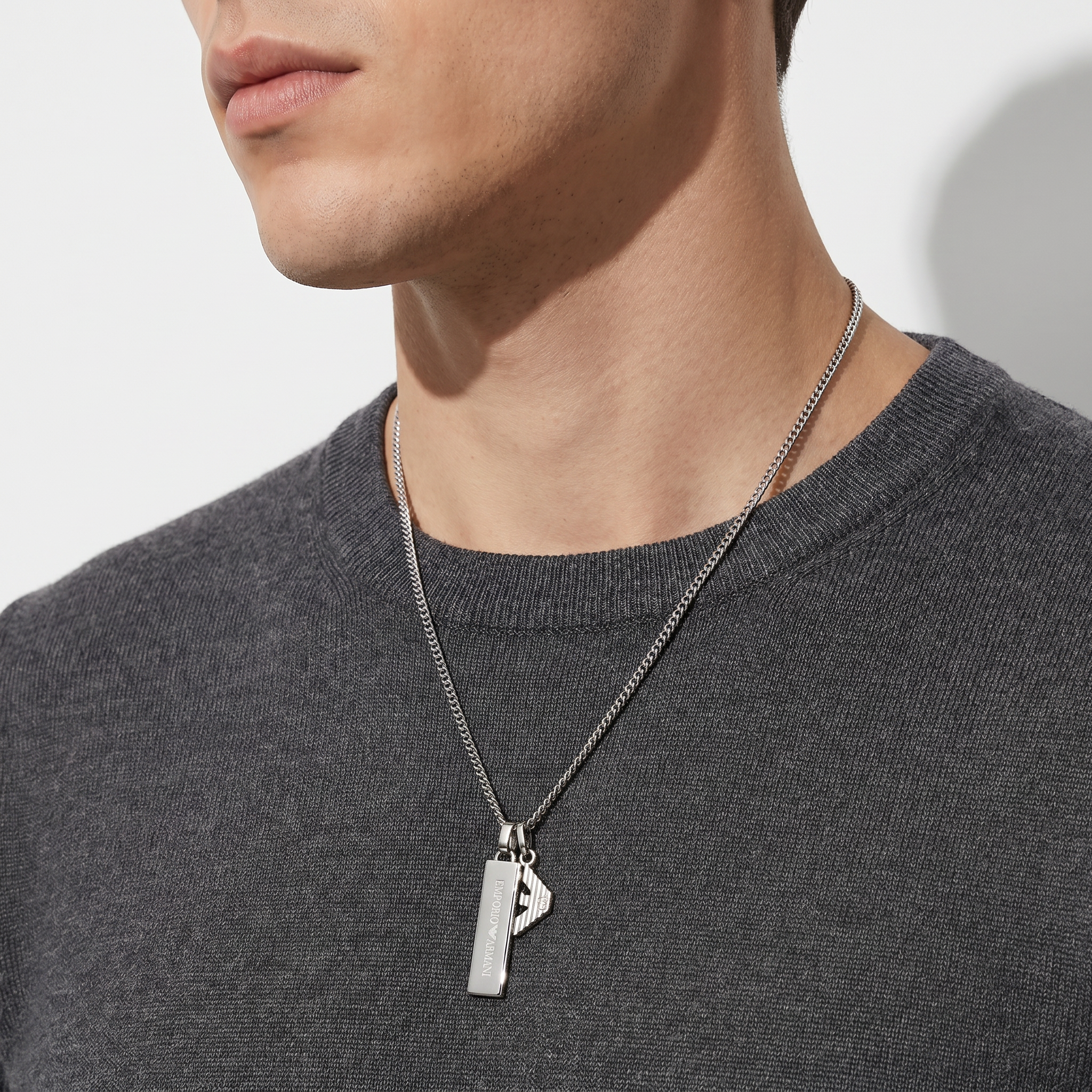 Men Eagle Logo Silver Necklace