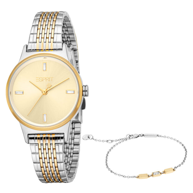 Women Violet Two Tone Watch Set