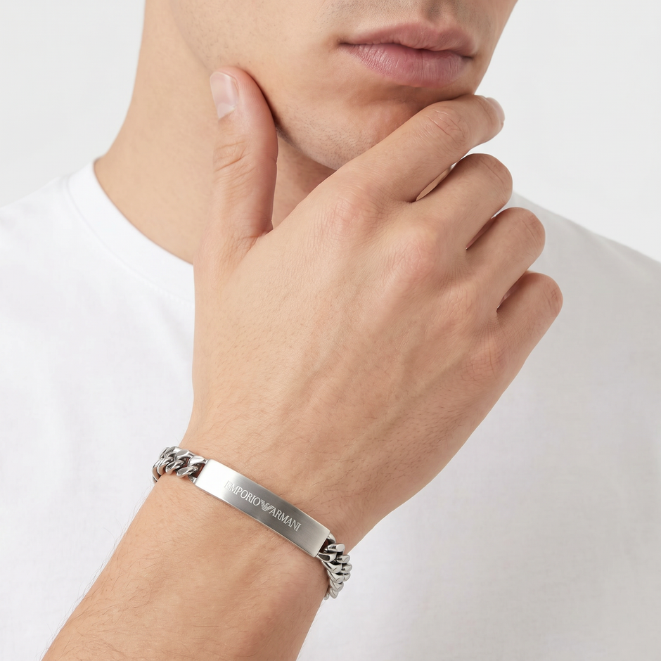 Men Eagle Logo Silver Bracelet