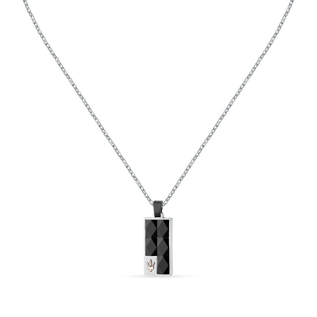 Men Ceramic Silver Necklace