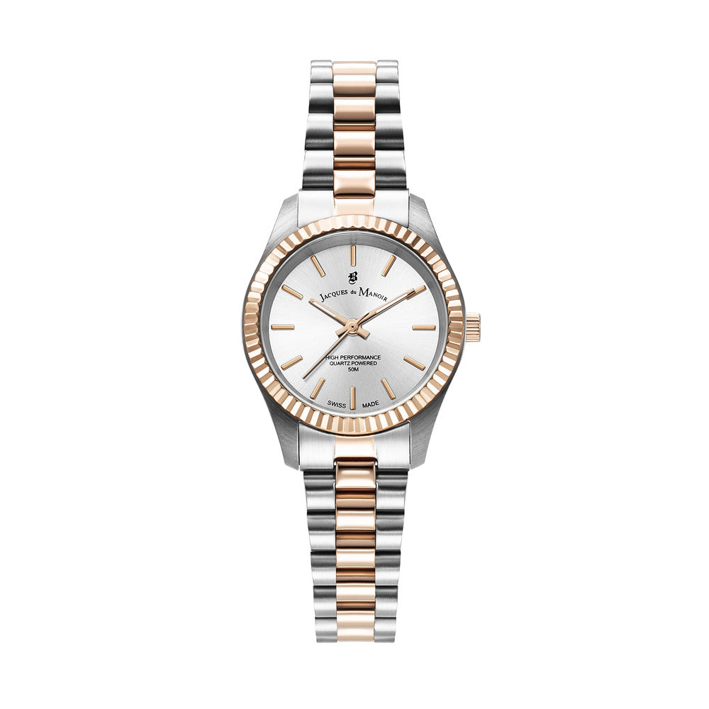 ساعة نسائية من ثنائية اللون مقاس 