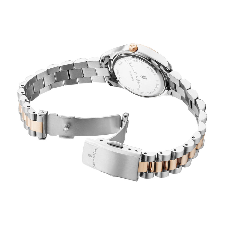 ساعة نسائية من ثنائية اللون مقاس 