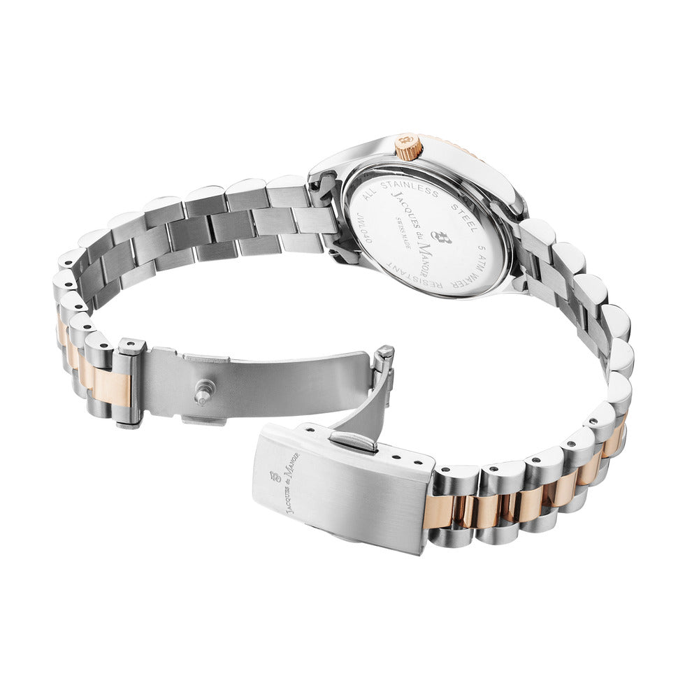 ساعة نسائية من ثنائية اللون مقاس 