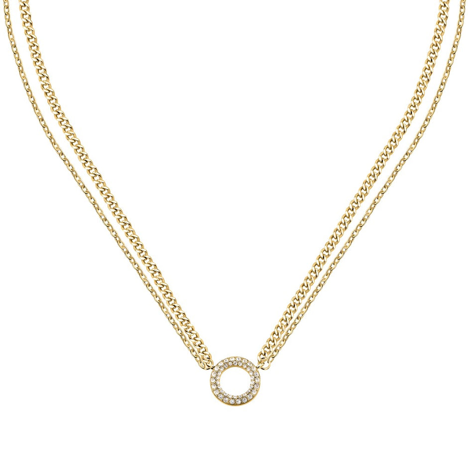 Women Crystals Gold Necklace