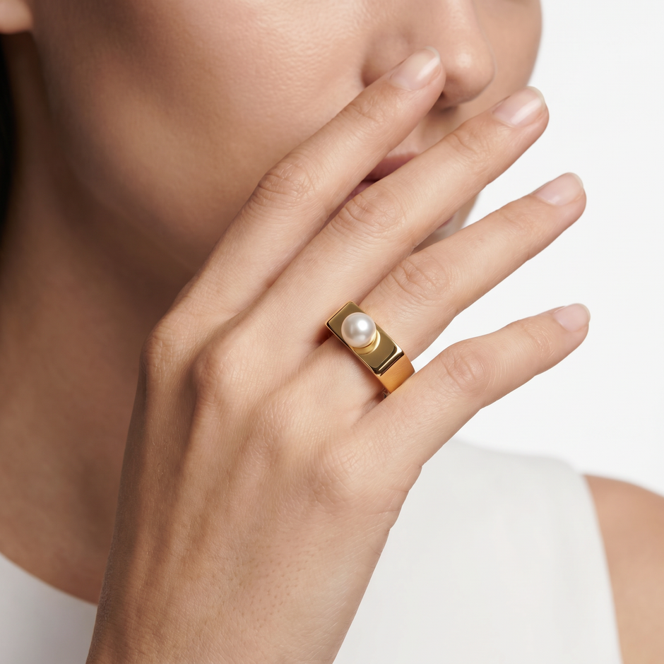 Women Pearl Gold Ring