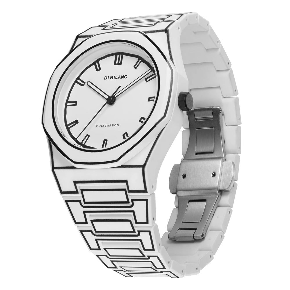 Polycarbon Unisex Silver 41mm Watch