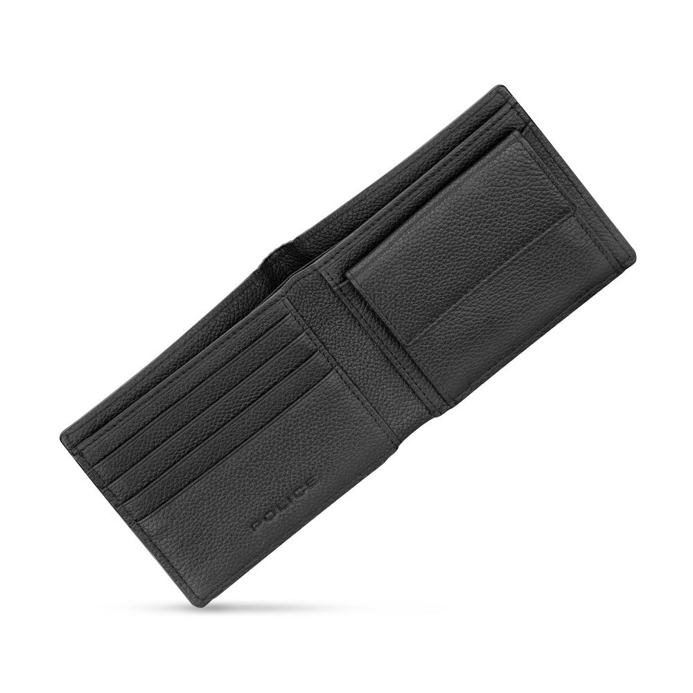 Men Police Black Wallet With Coin Holder