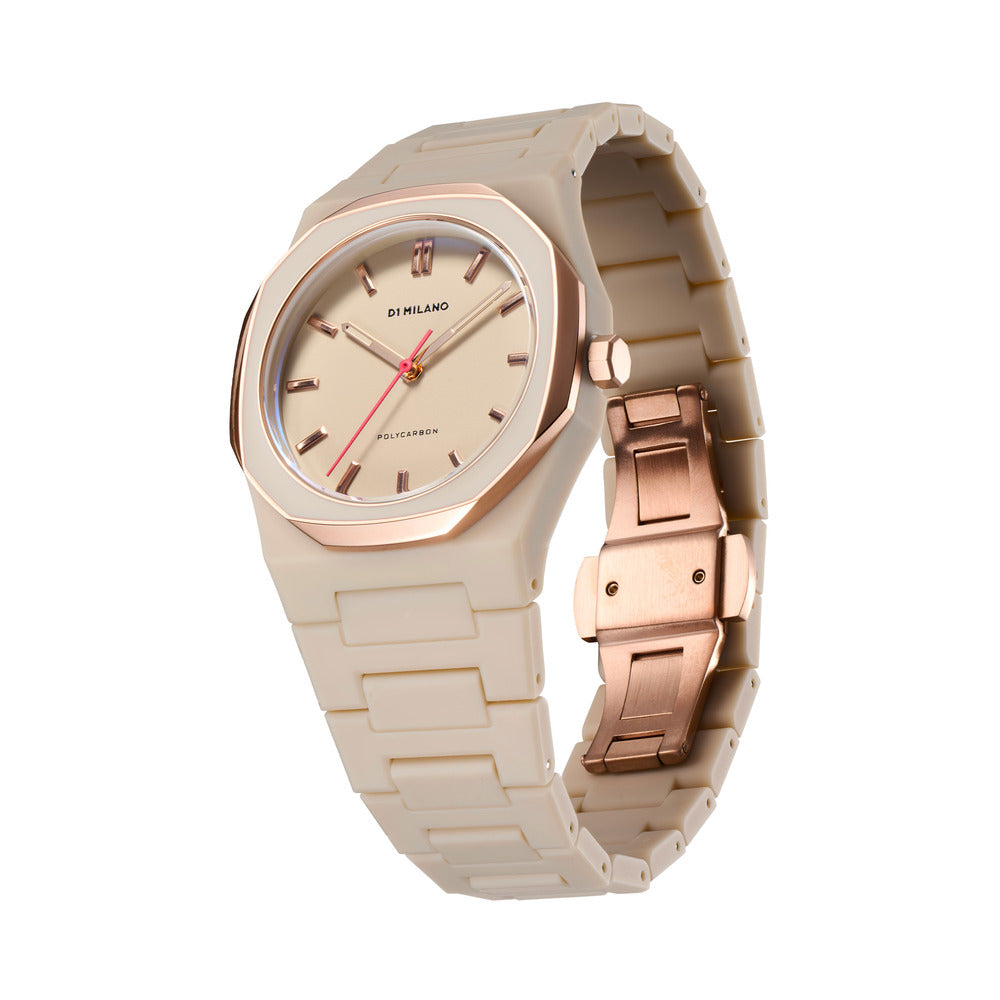 Unisex Polycarbon Beige 37mm Watch