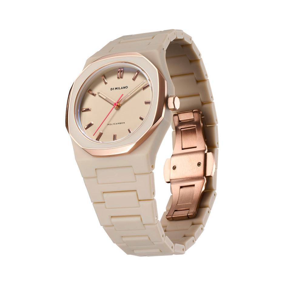 Unisex Polycarbon Beige Watch