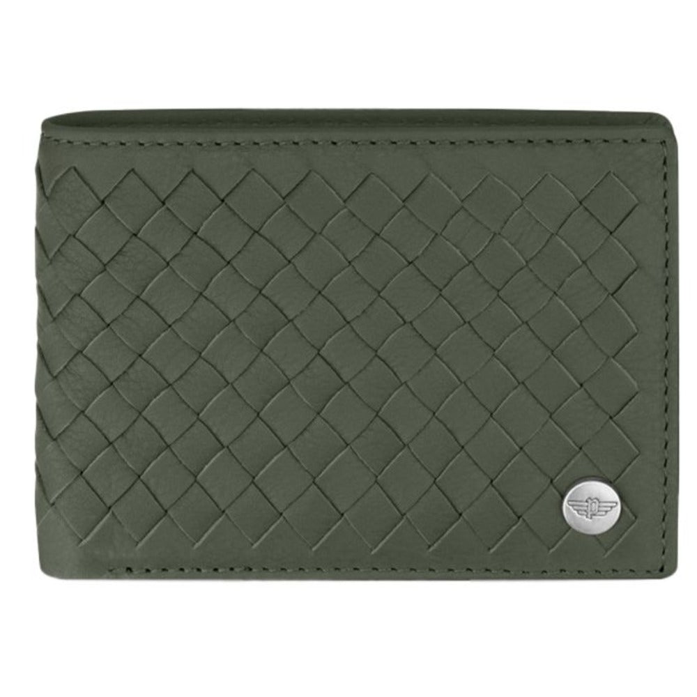 Weaved Men Leather Olive Wallet