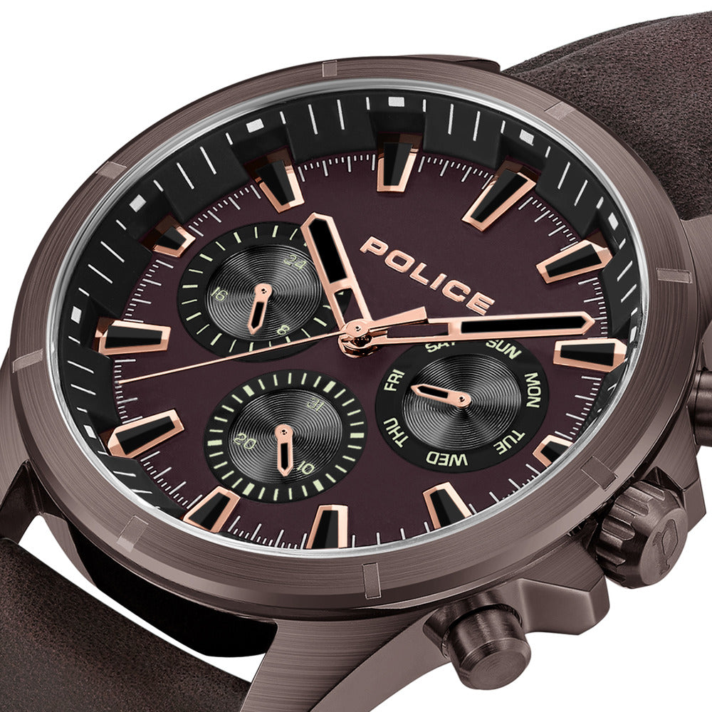 Men Dark Brown Leather Watch