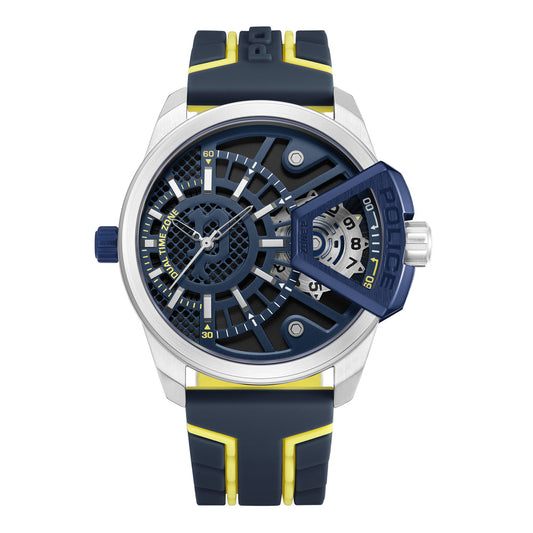 Men Underlined Blue-Grey 46mm Watch