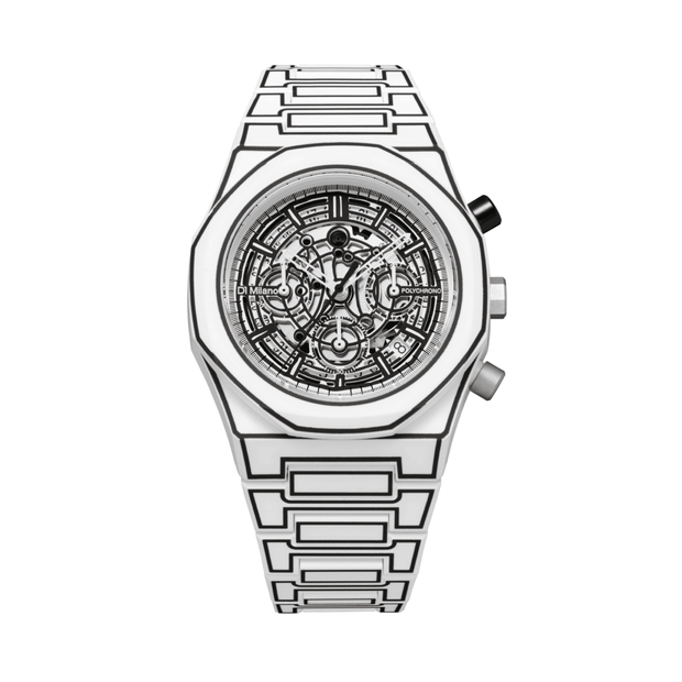 Unisex White Sketch Watch