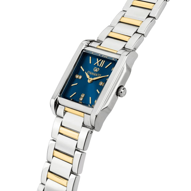 Women Square Two Tone Watch