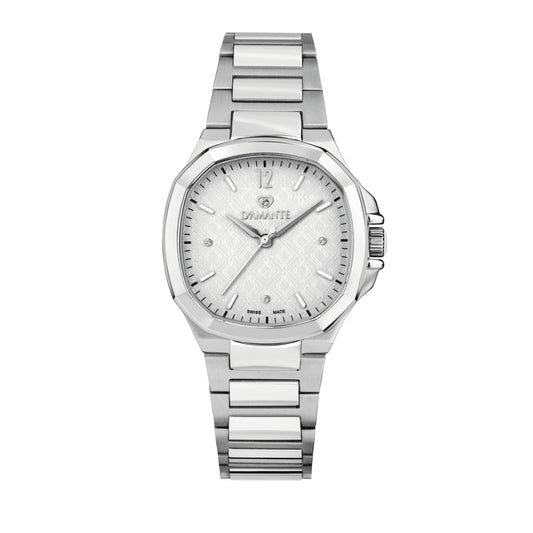 Women Faceted Silver 34mm Watch