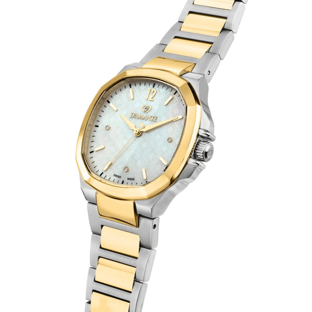 Women Faceted Two Tone Watch