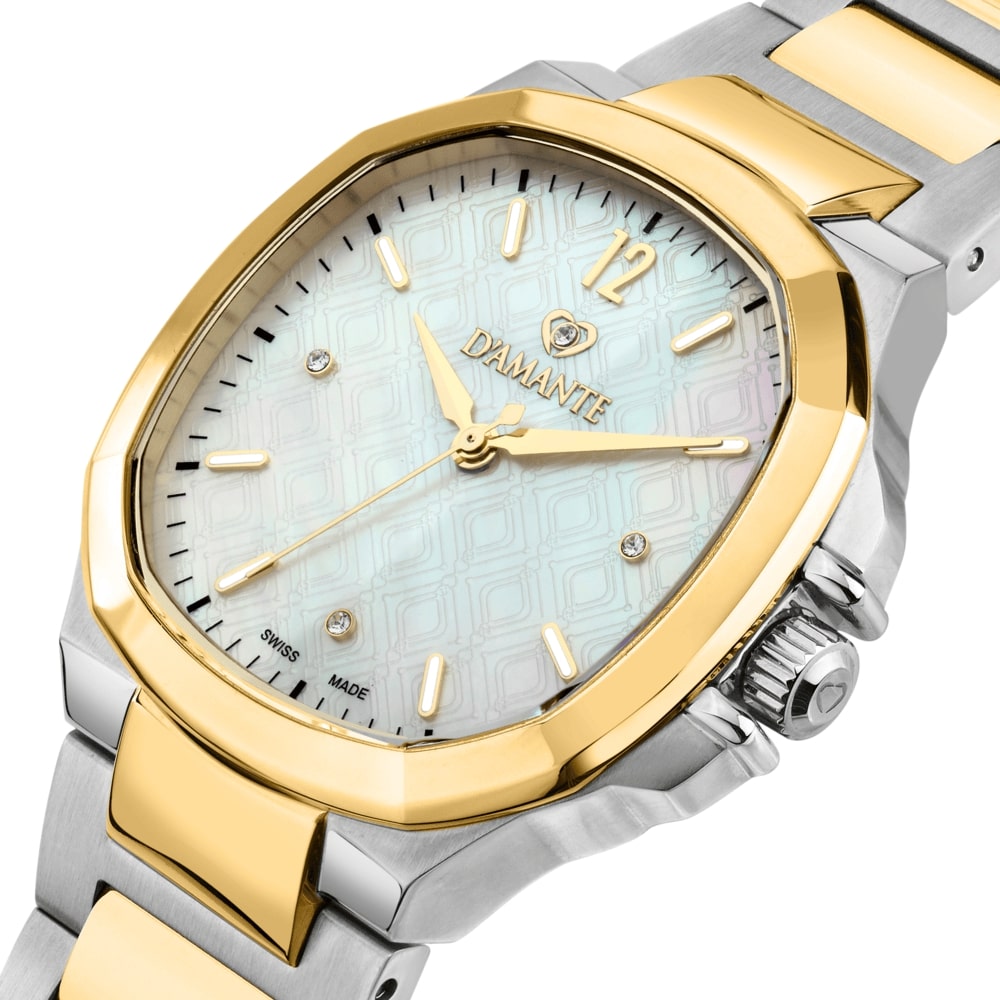 Women Faceted Gold/Silver 34mm Watch