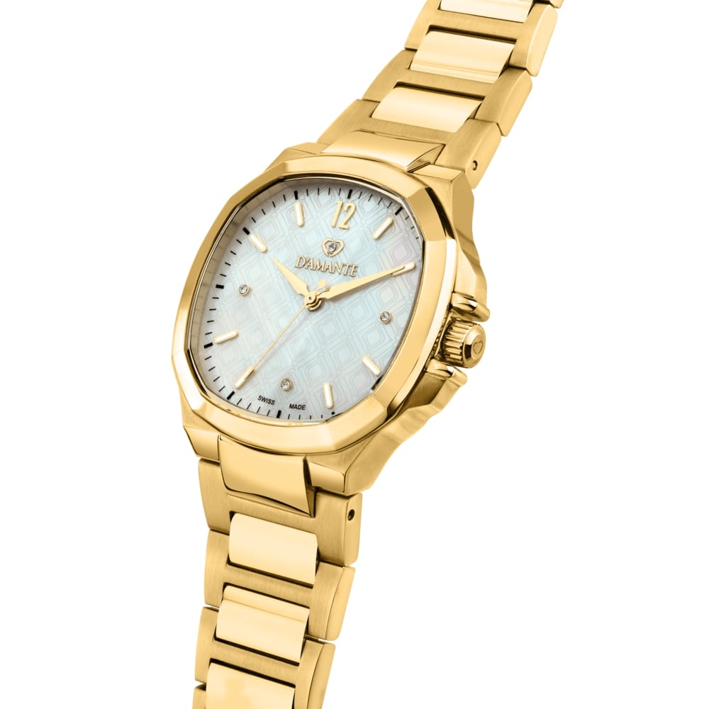 Women Faceted Gold 34mm Watch