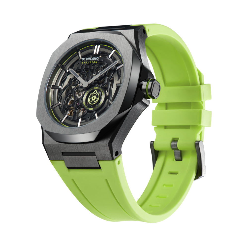 Men Skeleton Green 42mm Watch