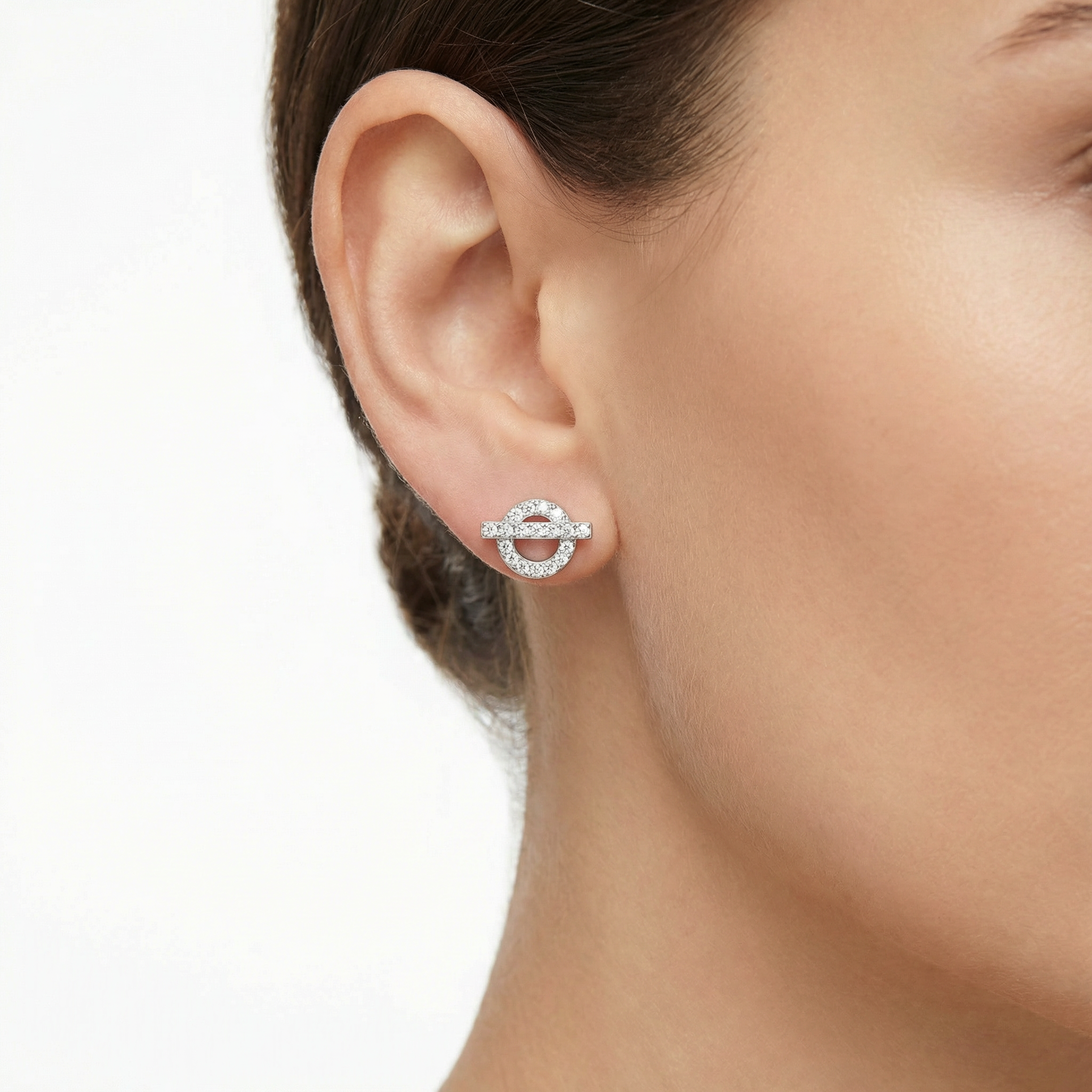 Women Orietta O Crossed White Earring