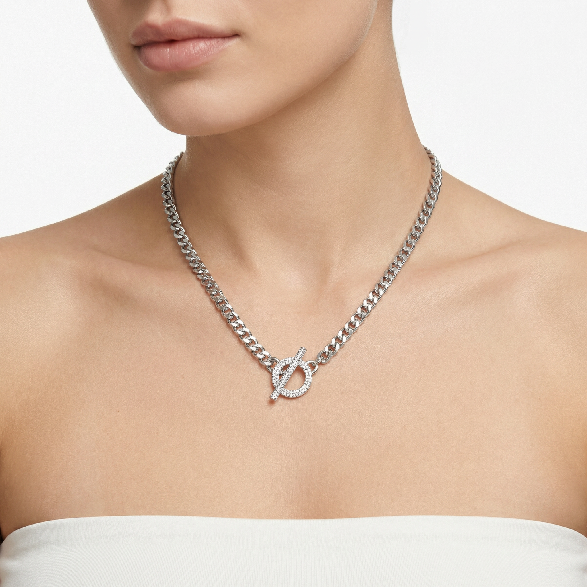 Women Orietta O Crossed White Necklace