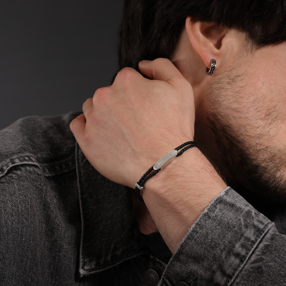 Men Twincord Black Bracelet