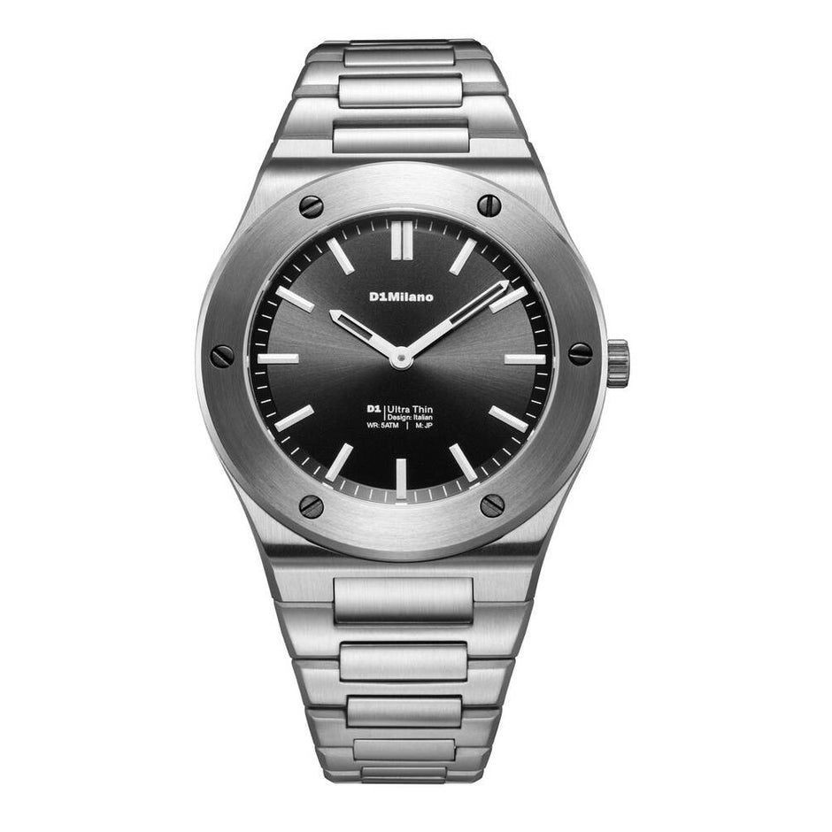 Men Ultra Thin 1970 Silver Watch