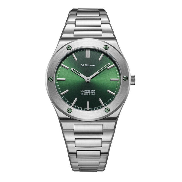 Men Ultra Thin 1970 Silver Watch