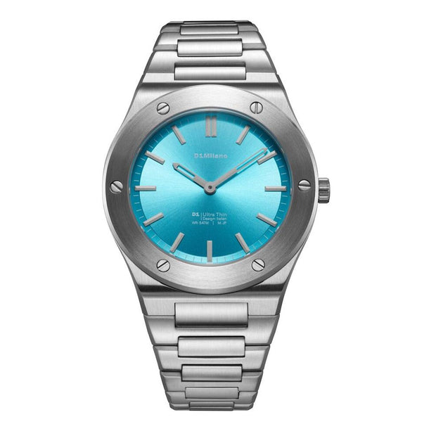 Men Ultra Thin 1970 Silver Watch
