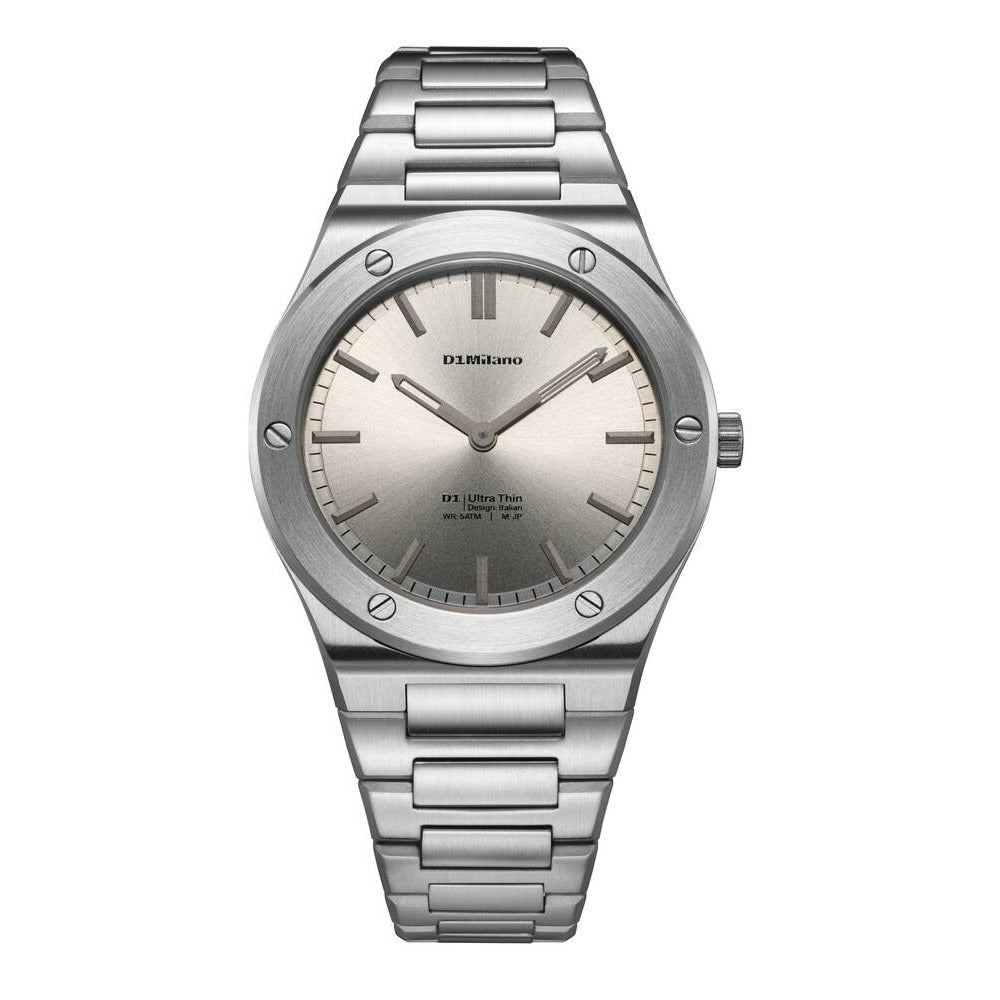 Men Ultra Thin 1970 Silver Watch