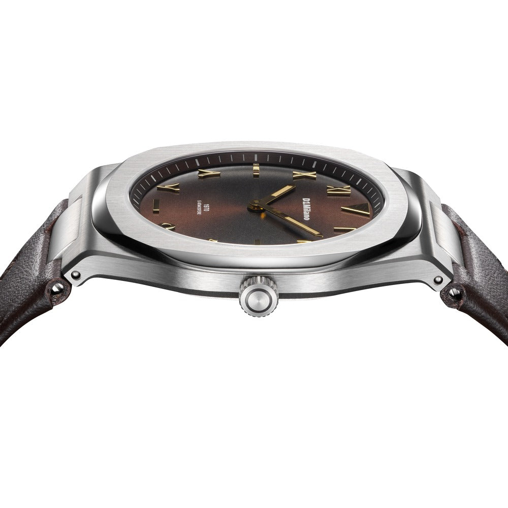 Men Ultra Thin 1970 Brown Watch