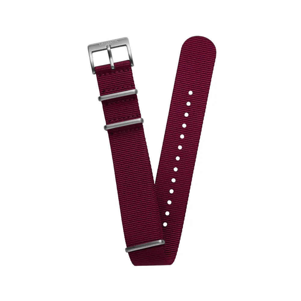 Men Nylon Nato Stainless Steel Strap Burgundy