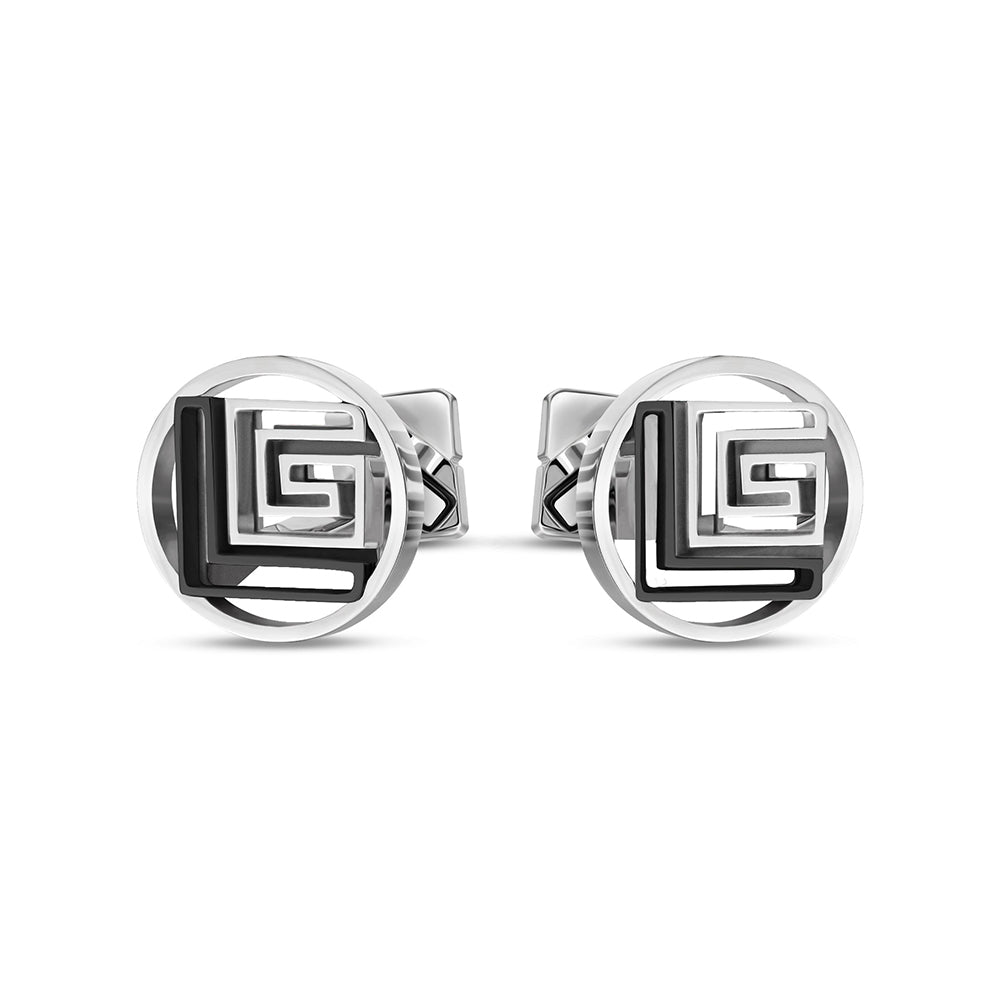 Charlie Stainless Steel And Black Cufflinks