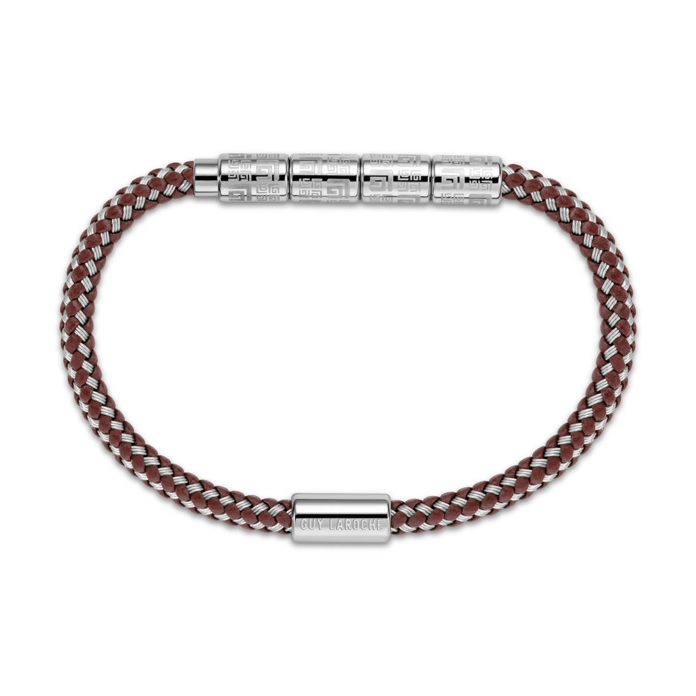 Pierre Stainless Steel And Brown Bracelet