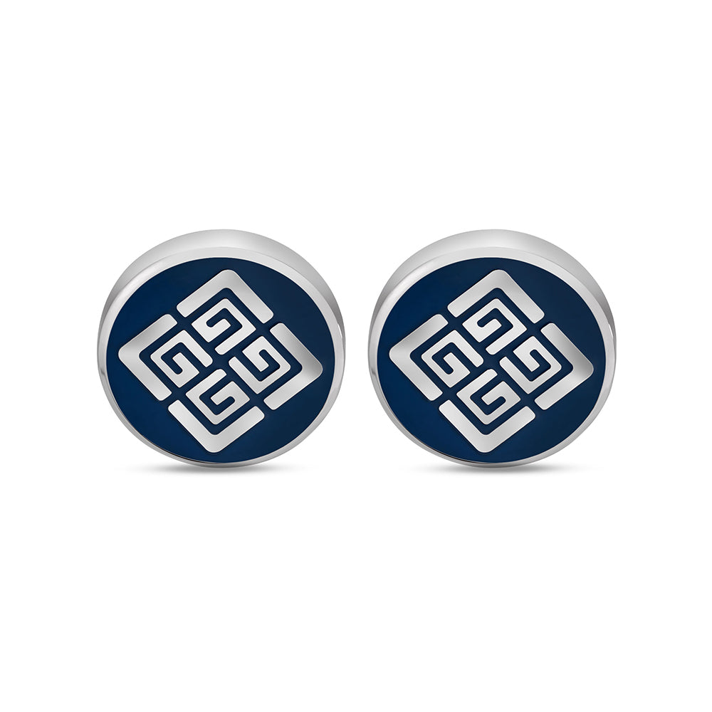 Charlie Stainless Steel And Blue Cufflinks ONTIME Kuwait Official Store