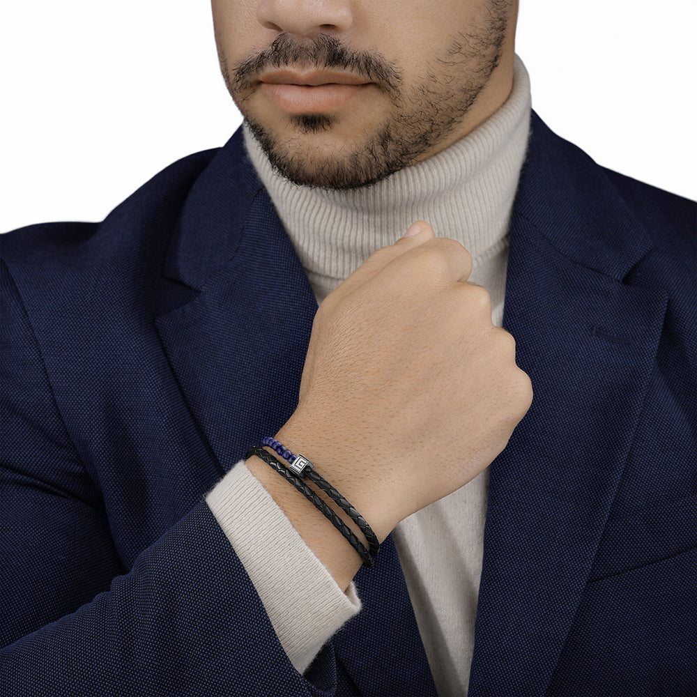 Victor Stainless Steel And Lapis Blue Bracelet