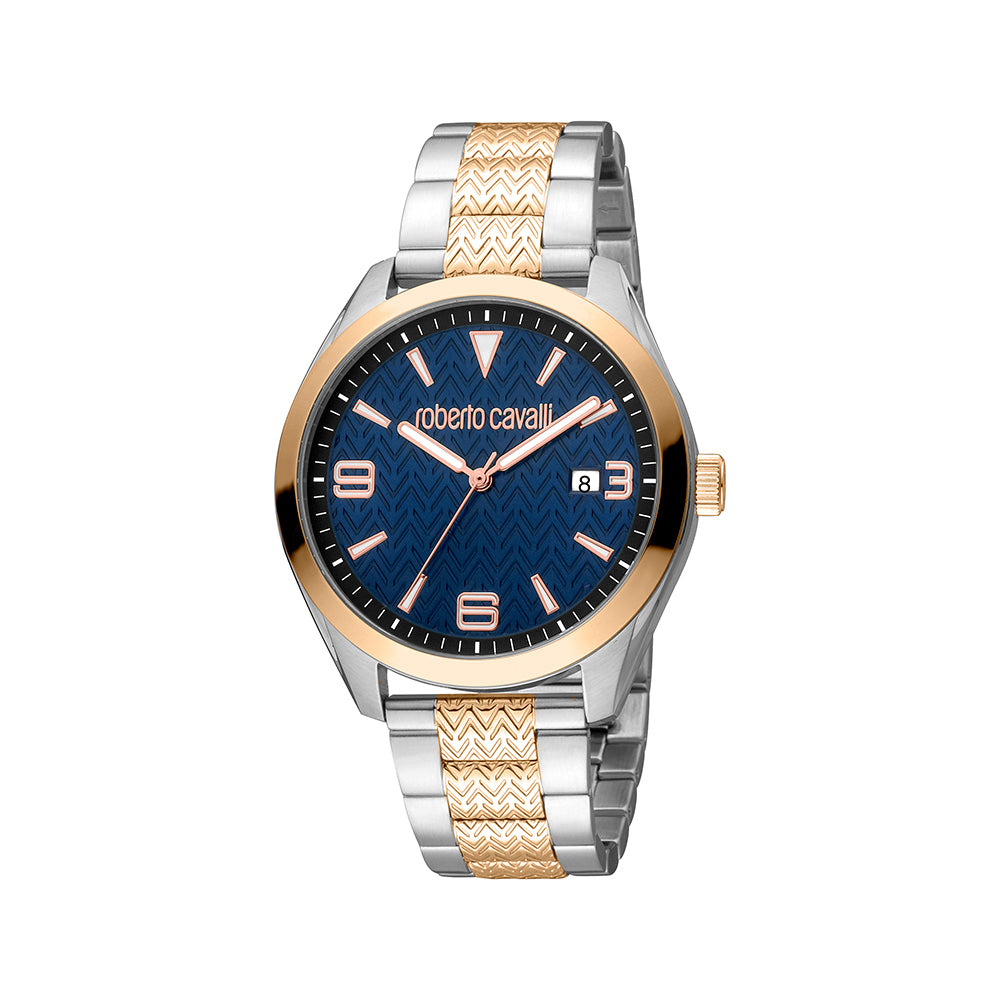 Orologio Uomo Roberto Cavalli RC5G135M0085 - Quarzo, Cronografo, Acciaio Oro Rosa, Quadrante Nero