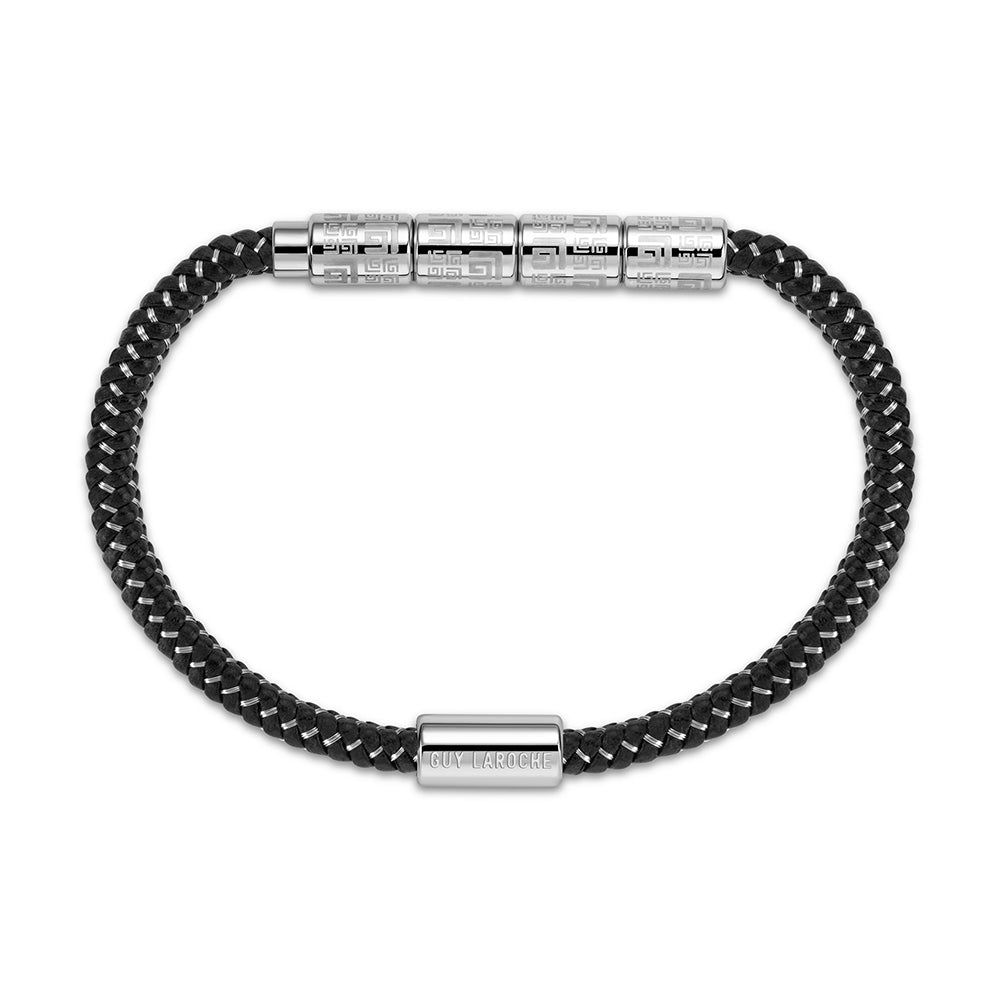 Pierre Stainless Steel And Black Bracelet