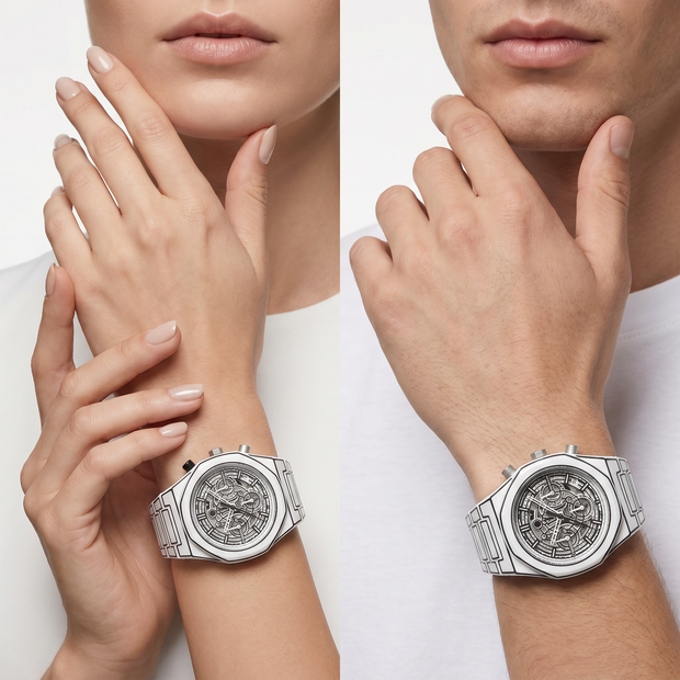 Unisex White Sketch Watch