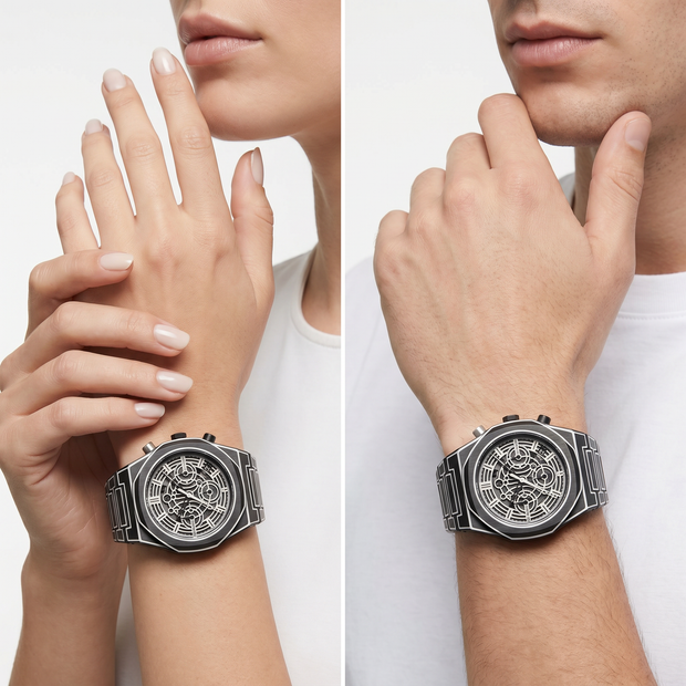 Unisex Black Sketch Watch
