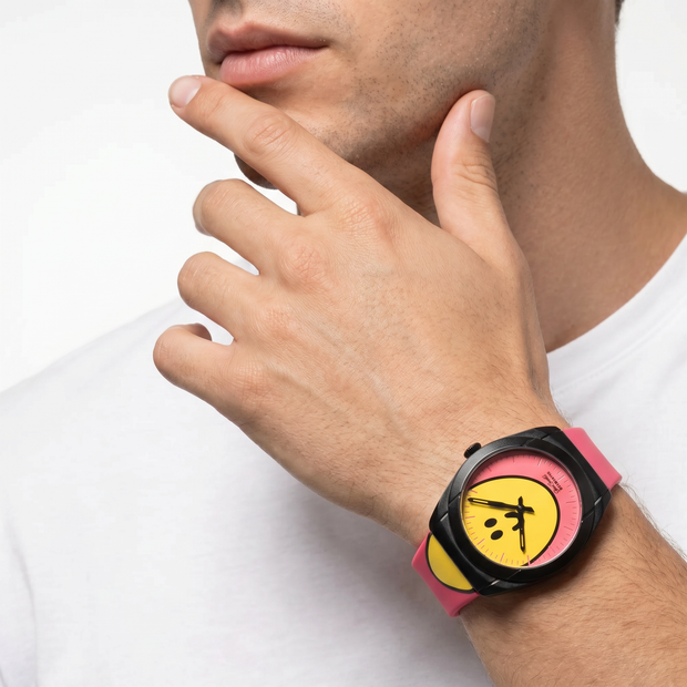 Men Canva Pink Watch