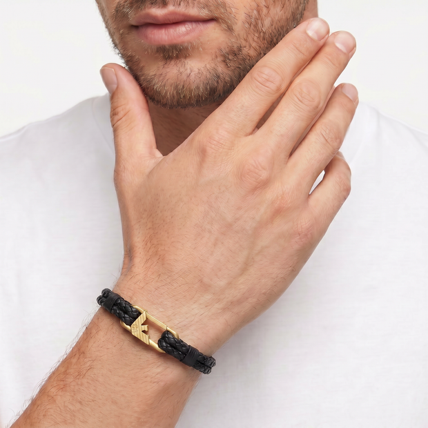 Men Eagle Logo Black Bracelet