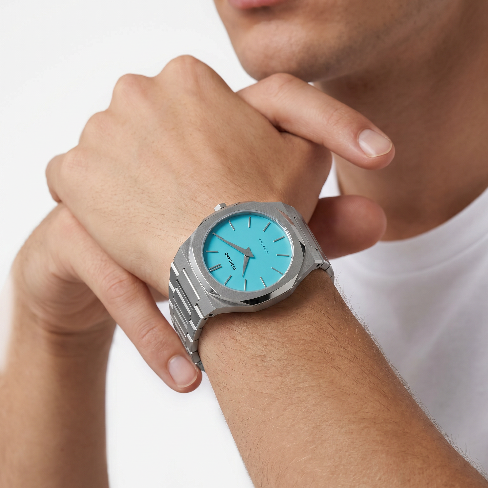 Men Ultra Thin Turquoise Watch
