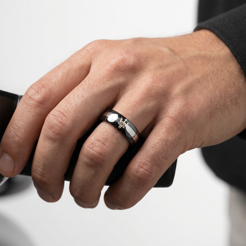 Men Silver/Black Ring