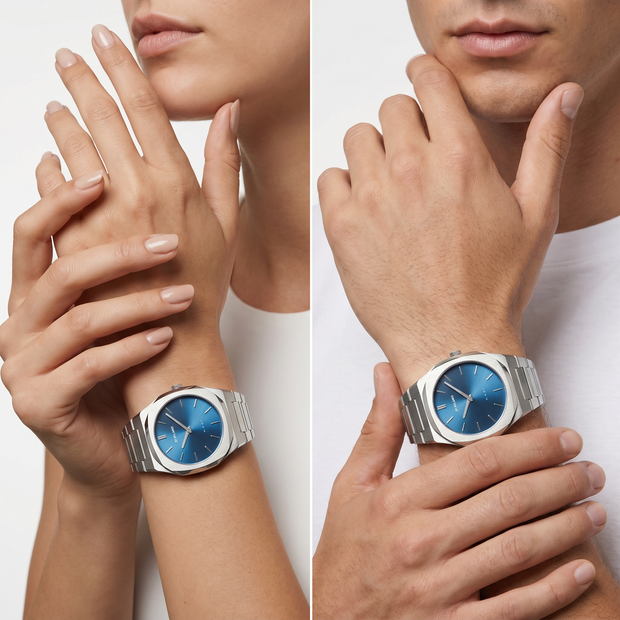 Unisex Square Silver Watch