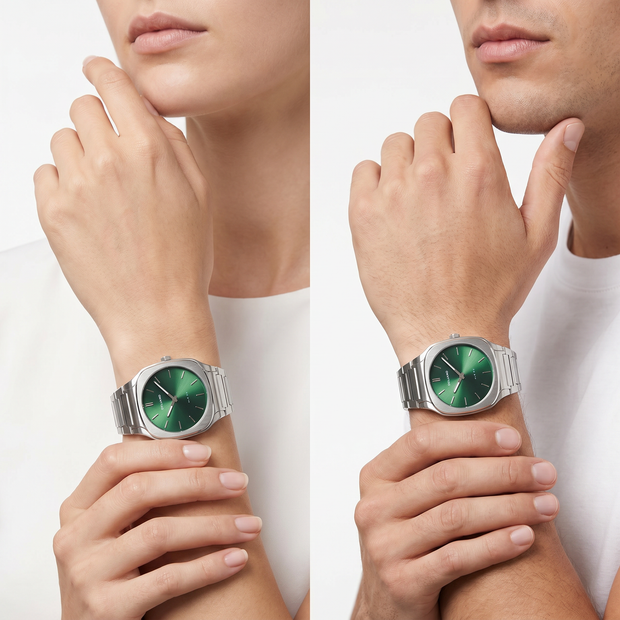 Unisex Square Silver Watch