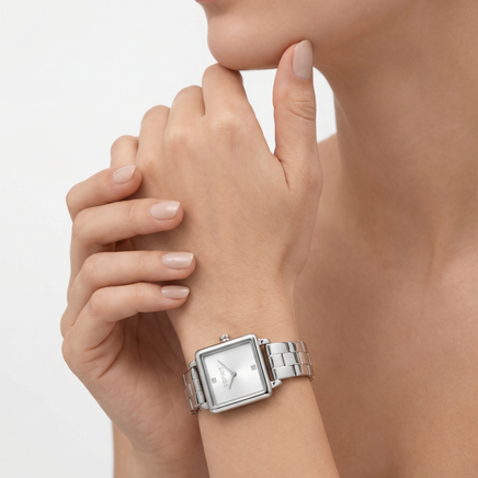 Women Square Silver Watch