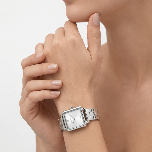 Women Square Silver Watch