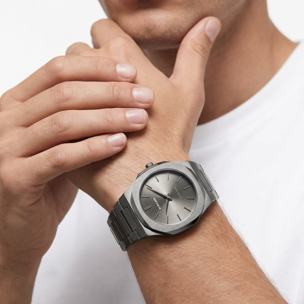 Men Ultra Thin Grey Watch
